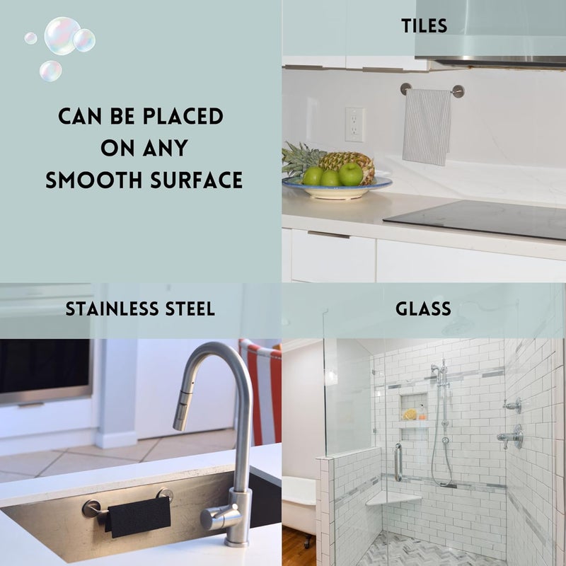 STEYDA Stainless Steel Dish Cloth Rail for Kitchen, Kitchen Towel Holder, Swedish Dishcloth Holder, Dish rag Hanger, Dish Towel Holder for All Types of Sinks and Smooth Surfaces - Image 2
